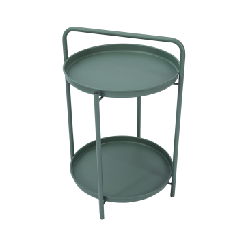 2 Tier Metal Folding Round Side Table